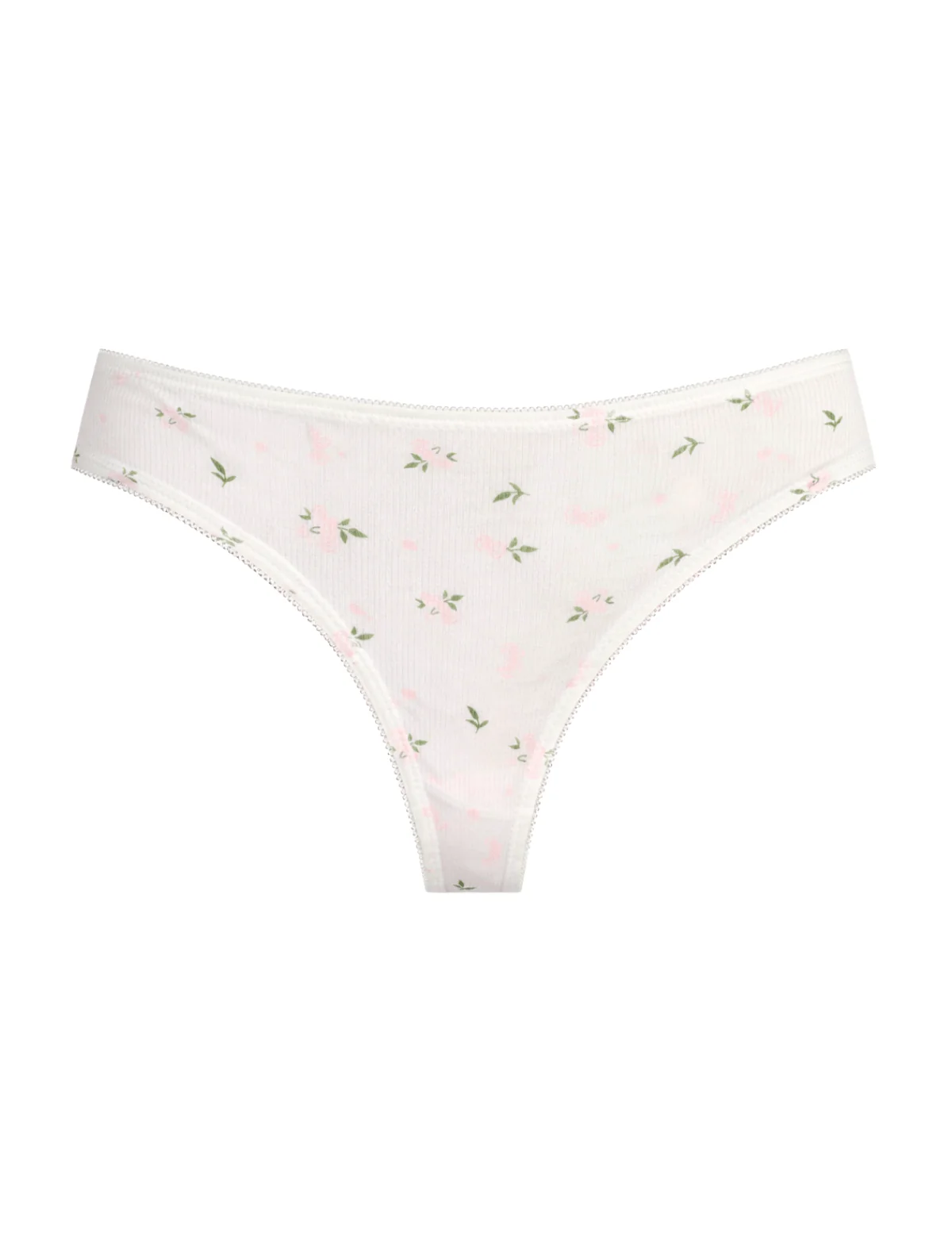 Jersey Ribbed Floral Thong