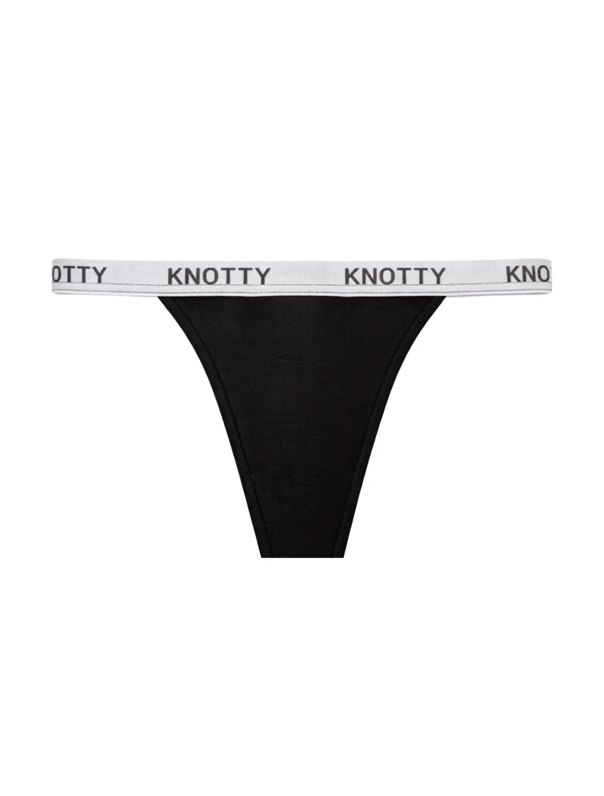 Black Cotton Knotty Thong