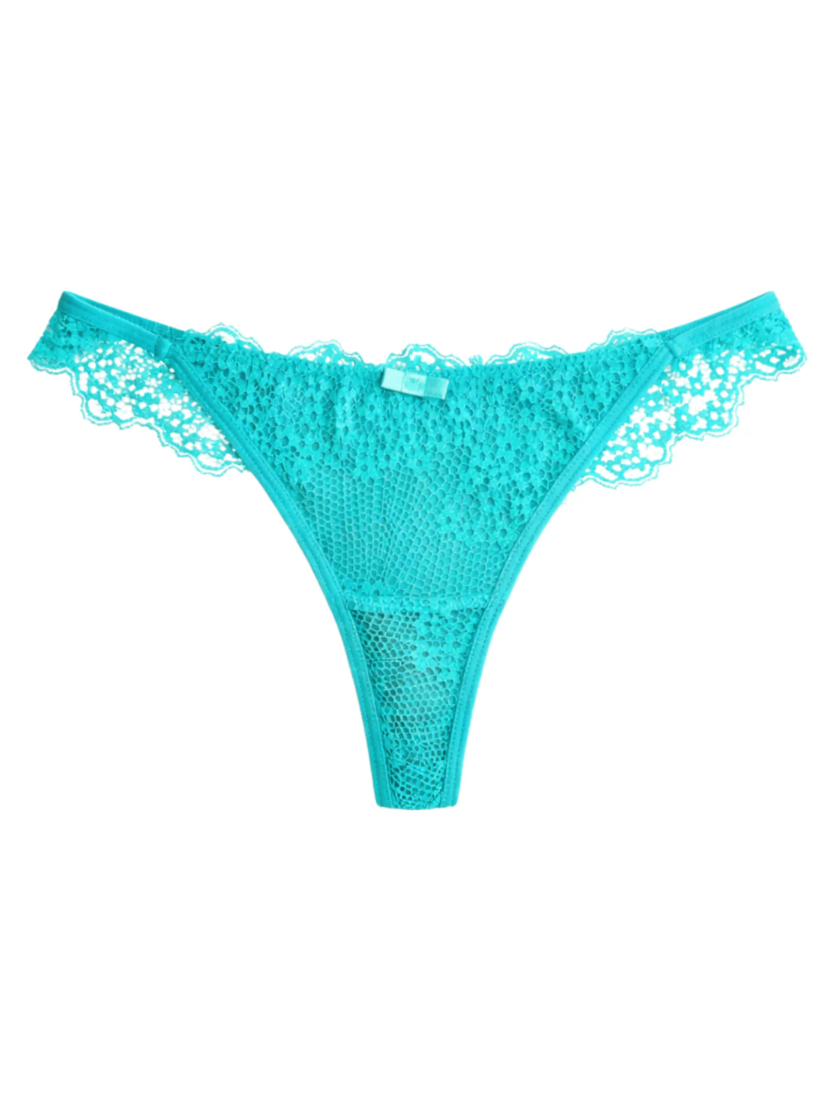 Teal Eyelash Lace Thong