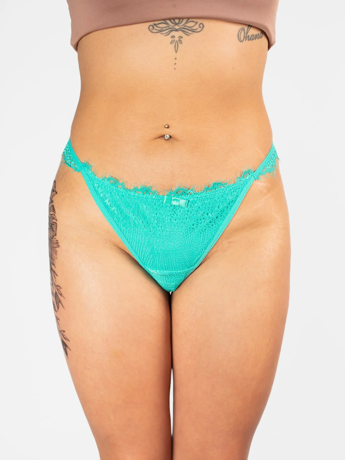 Teal Eyelash Lace Thong - Image 2