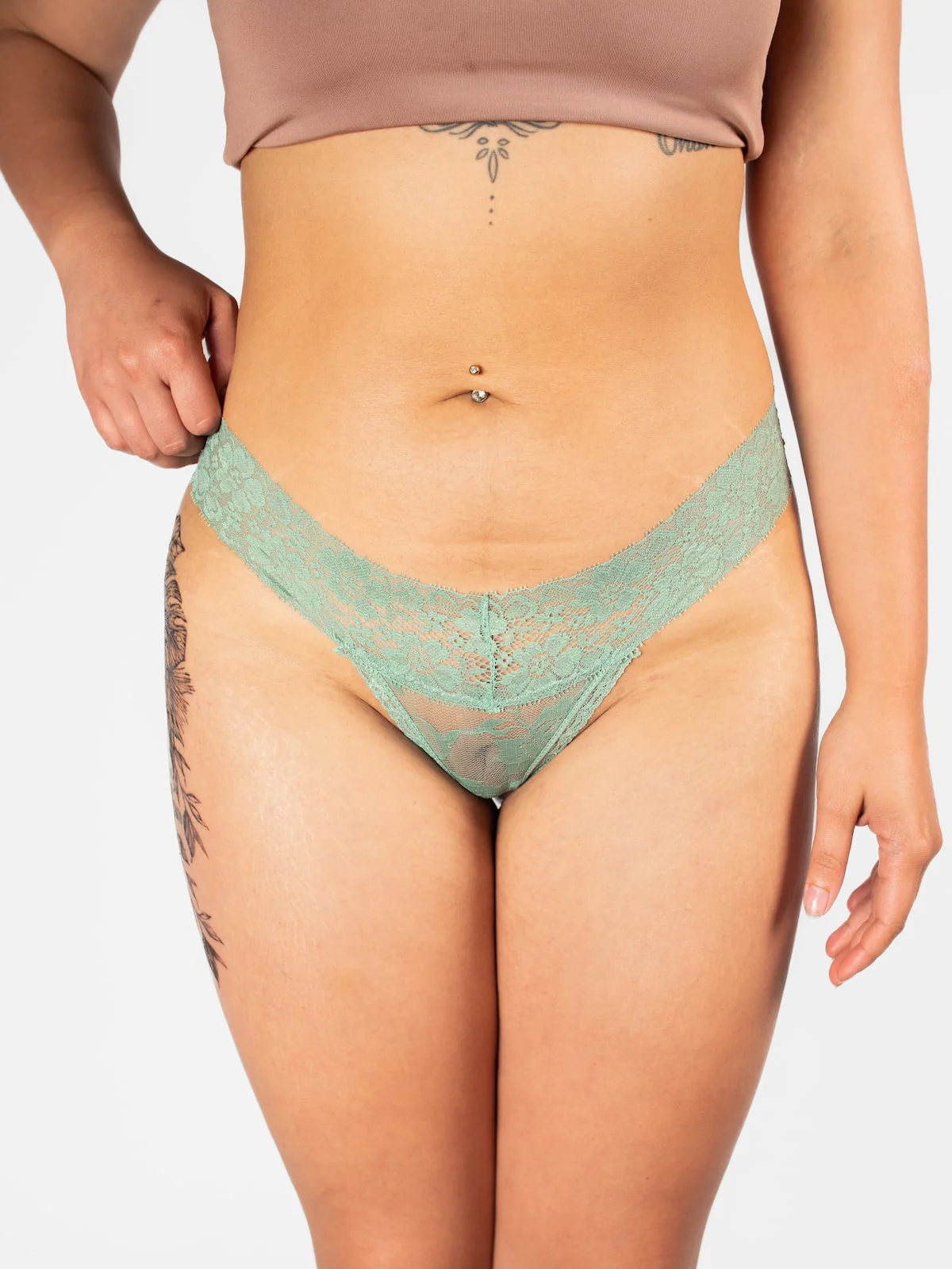 Army-Green Lace Thong - Image 2