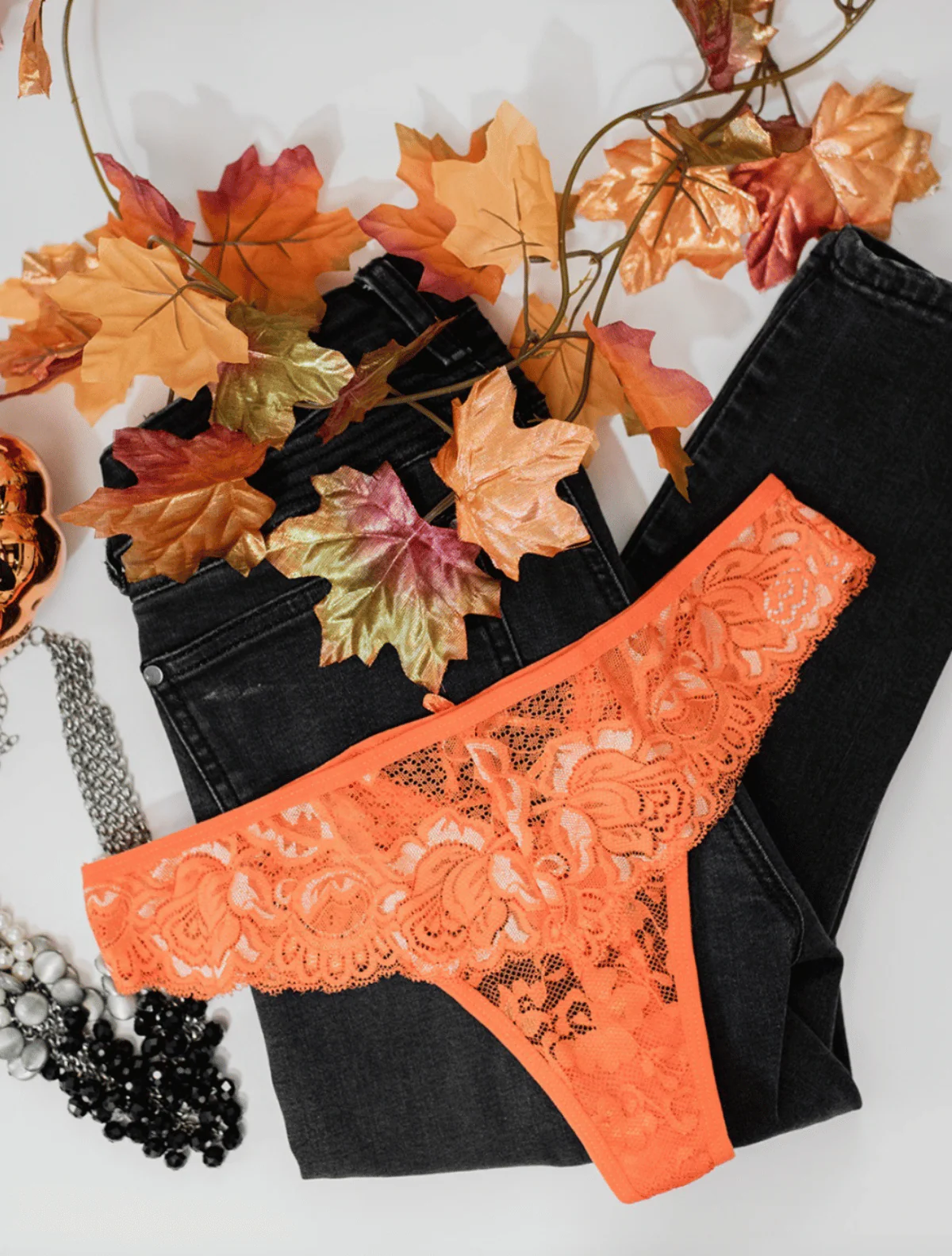 Autumn Lace Floral Thong - Image 3