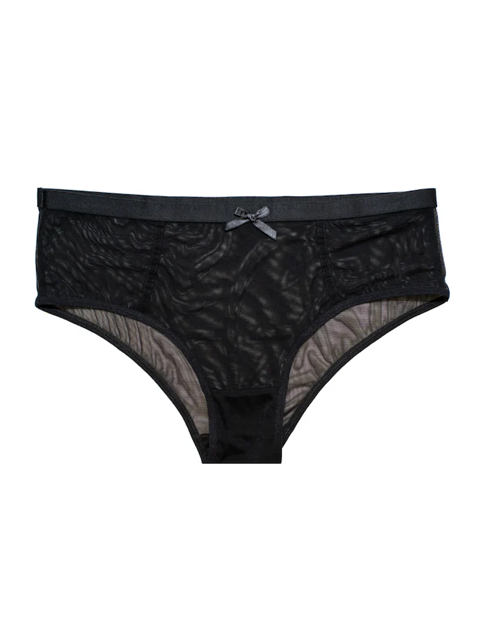 Black Bow Mesh Brief