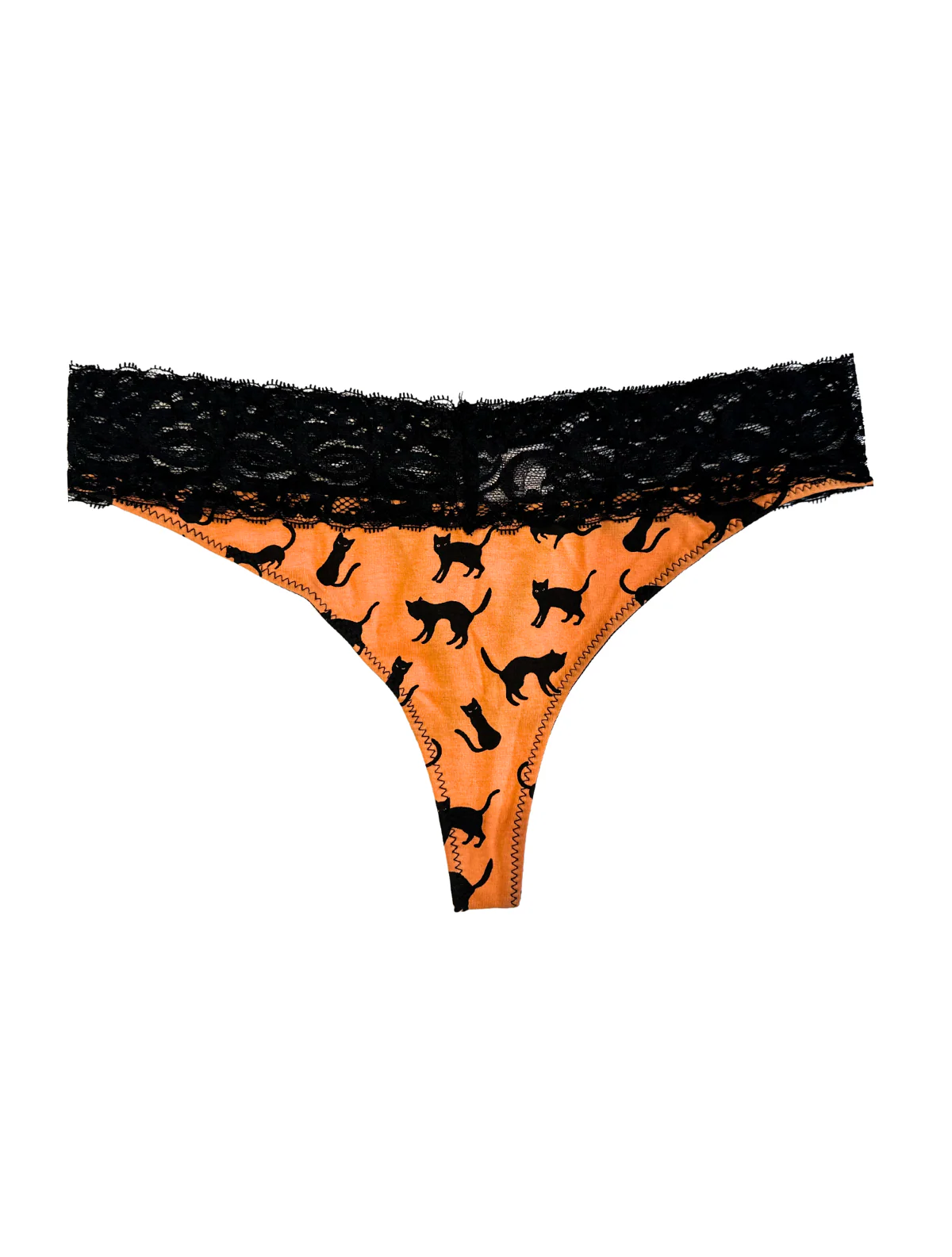 Black Cat Cotton Thong