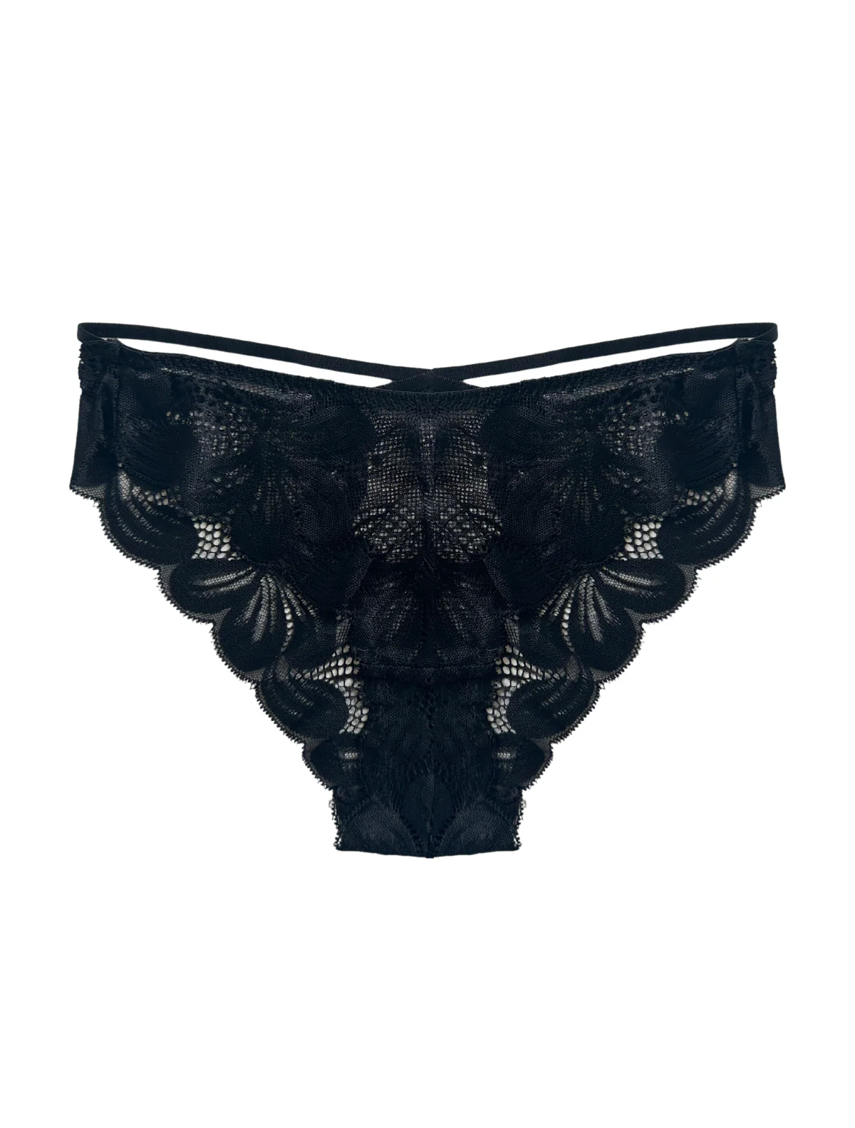 Black Floral Strappy Cheeky