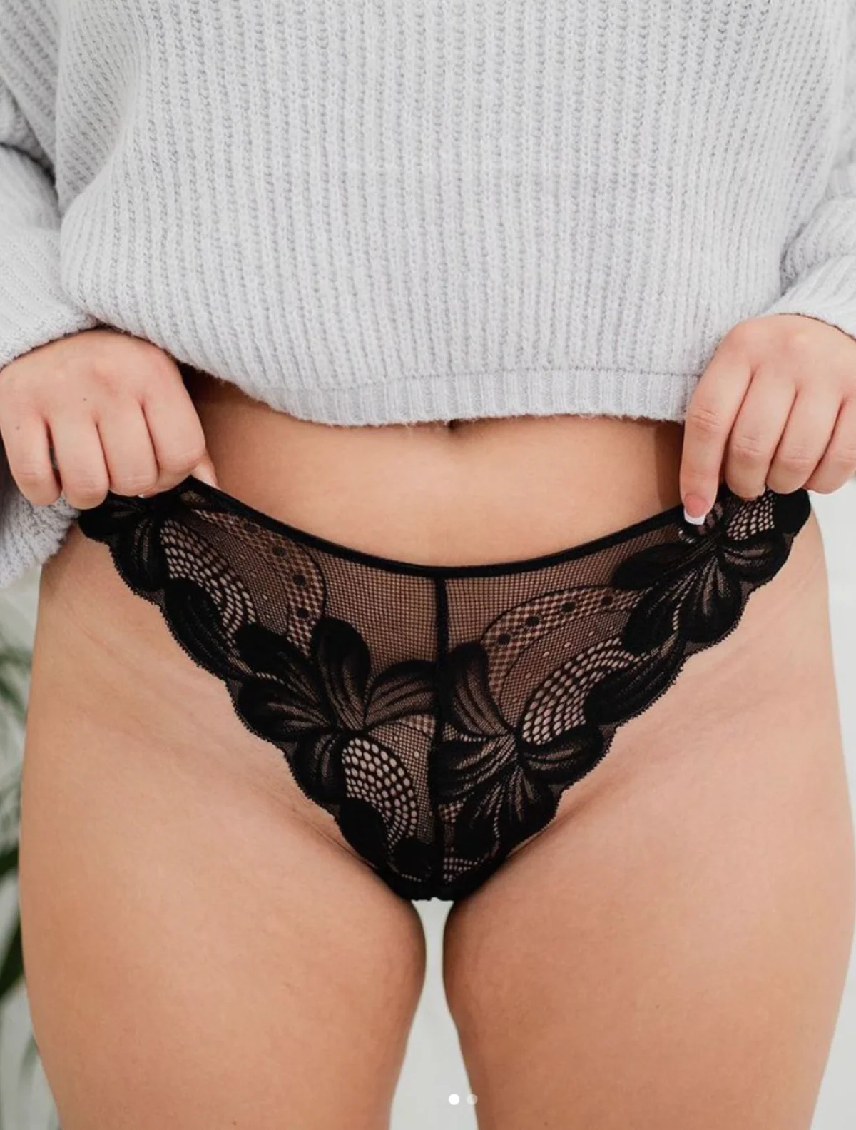 Black Floral Strappy Cheeky - Image 4