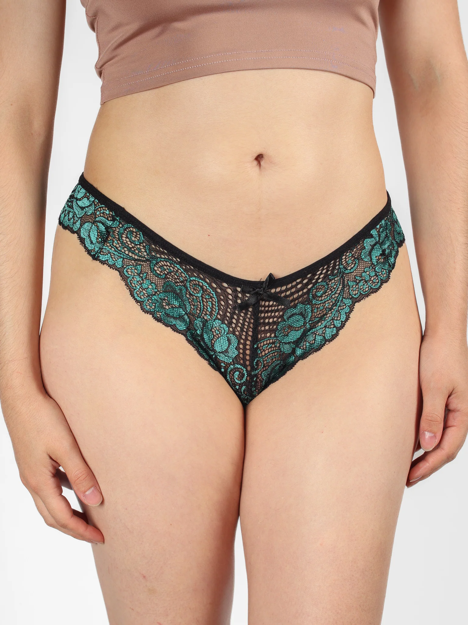 Charmed Metallic Lace Thong - Image 2