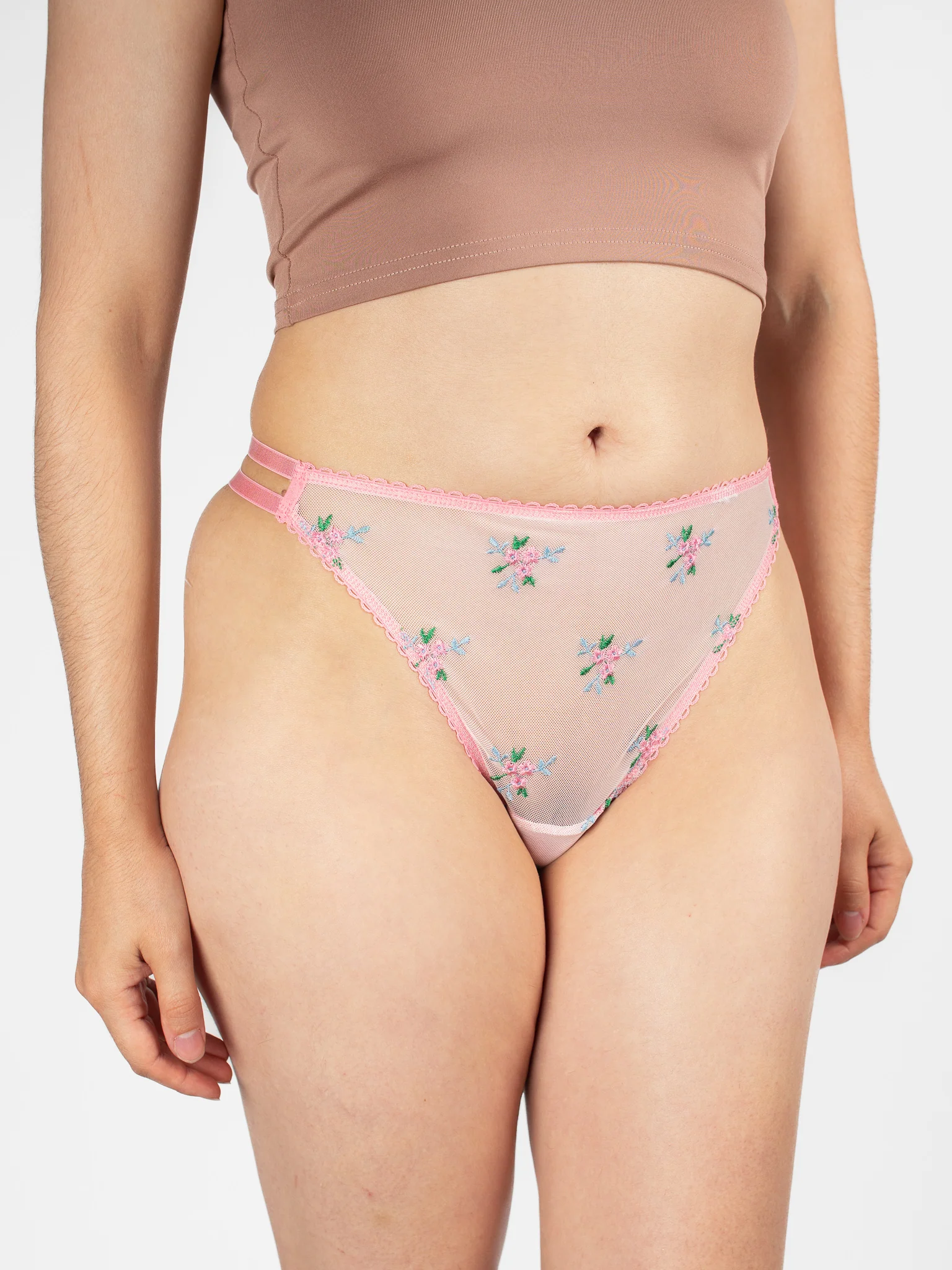 Embroidered Bouquet Mesh G-String - Image 2