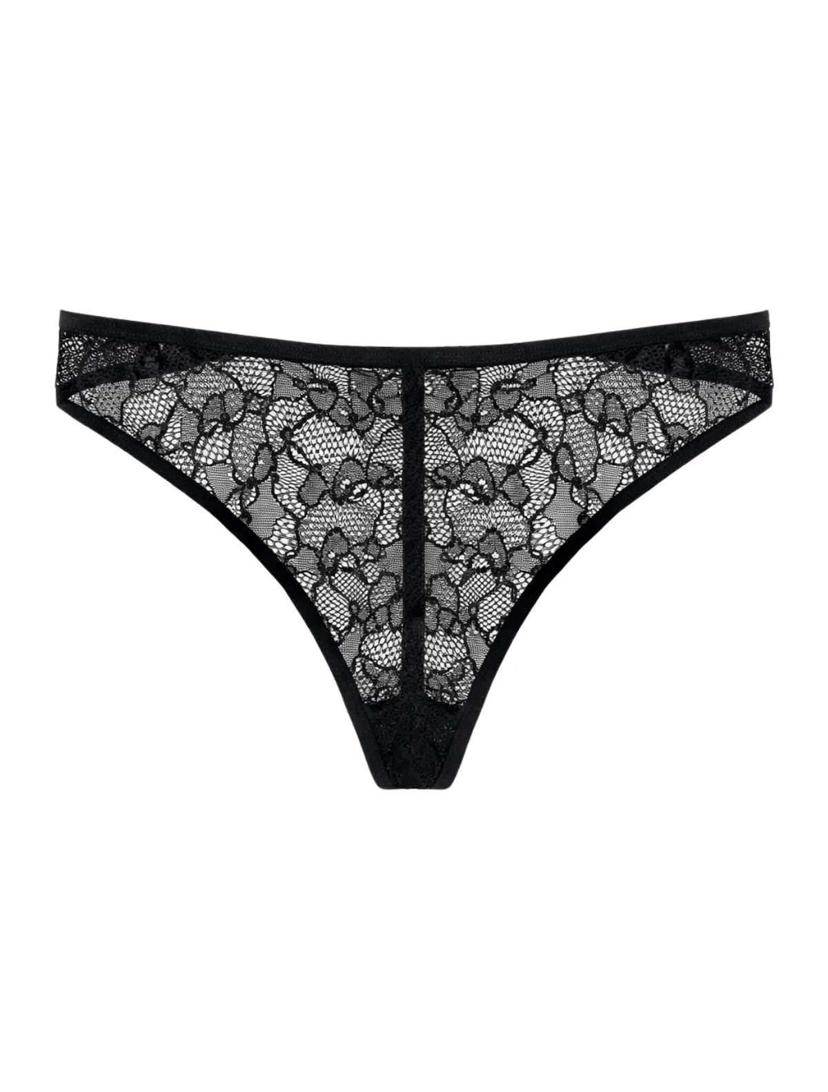 Front-Coverage Black G-String
