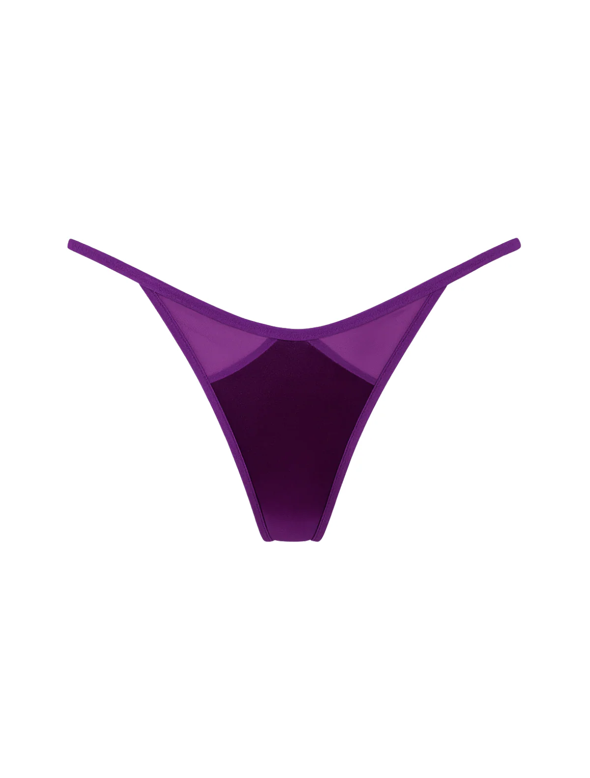 High-Rise Purple Satin Thong