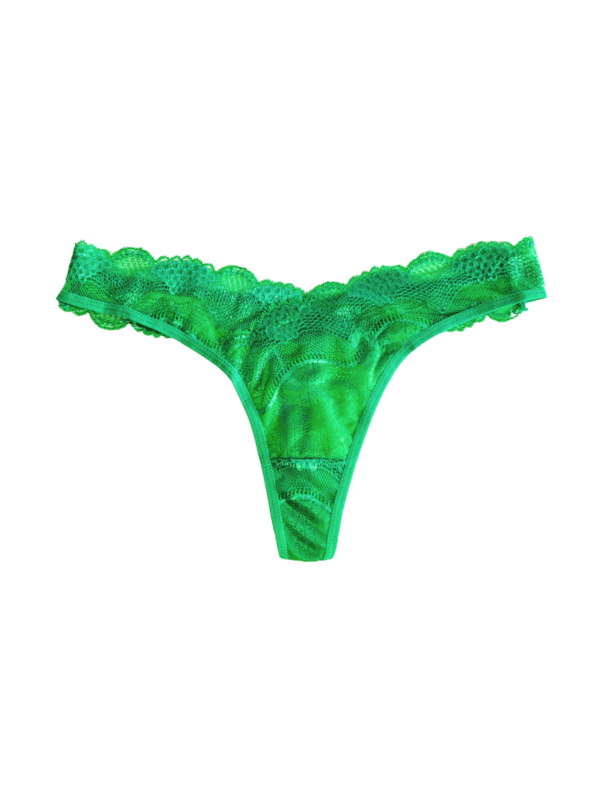 Kelly-Green Crossover Lace Thong