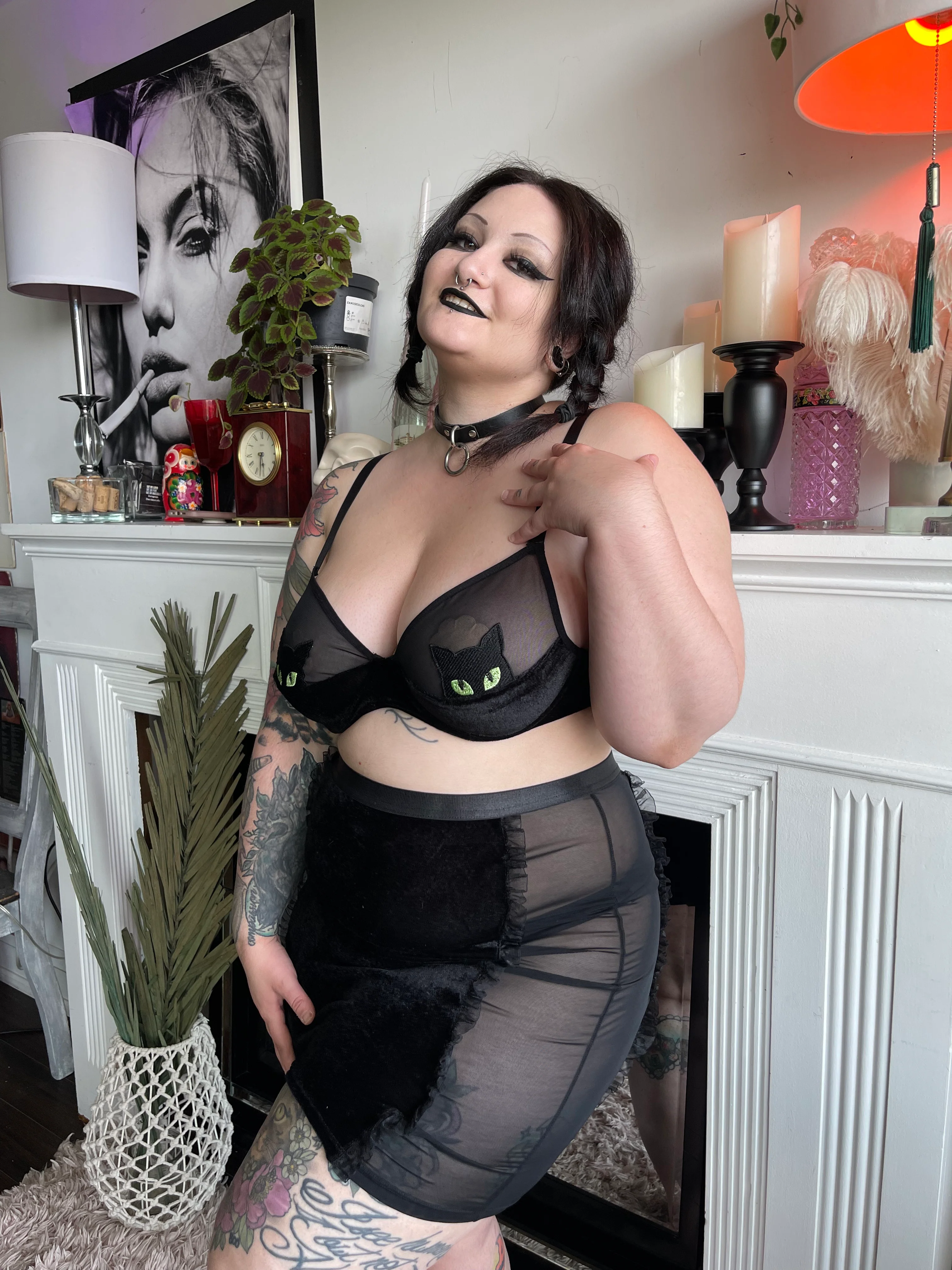 Miss Kitty Cat Velvet + Mesh Skirt - Image 5