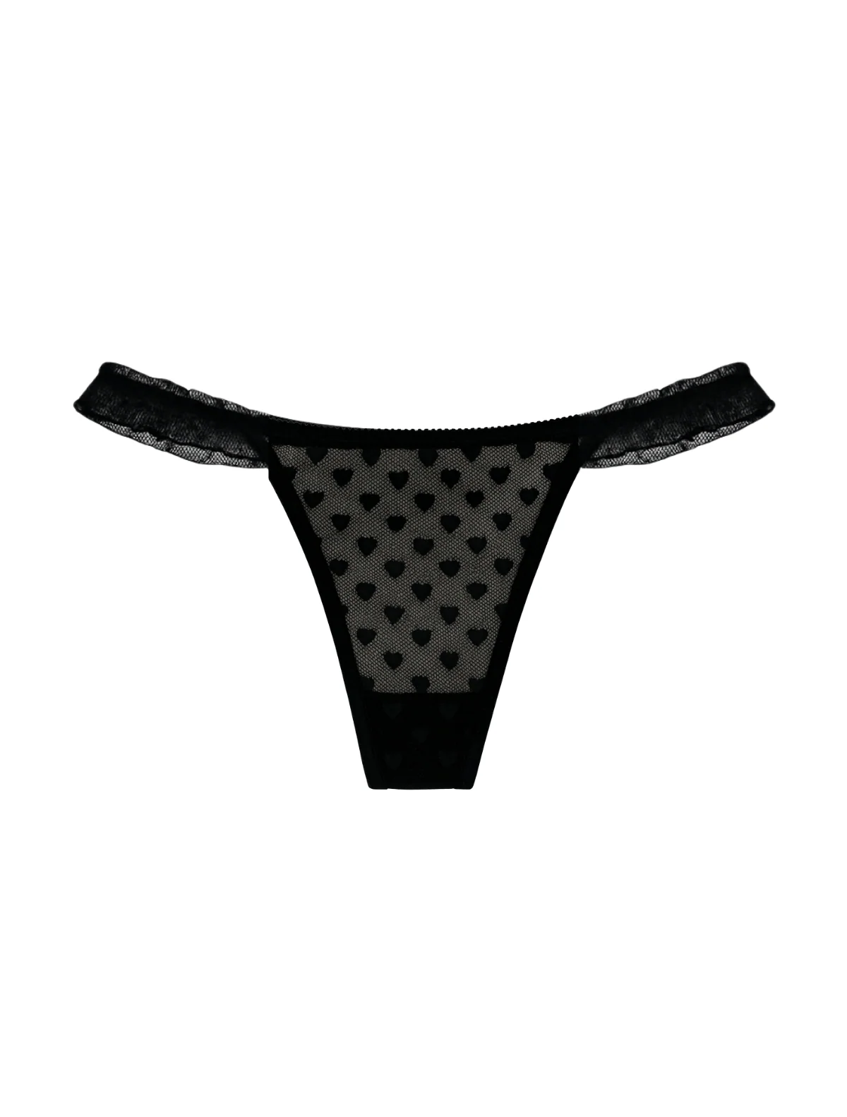 Black Heart Lace Thong