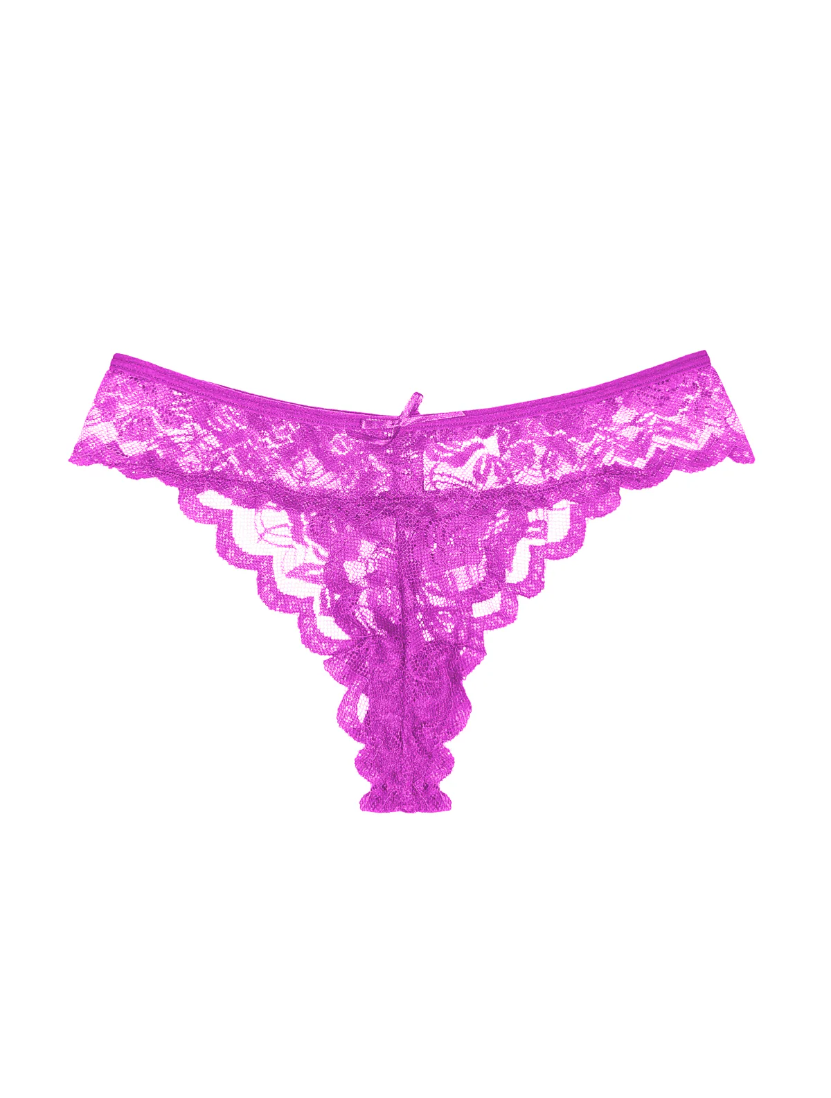Purple Scalloped-Lace Thong