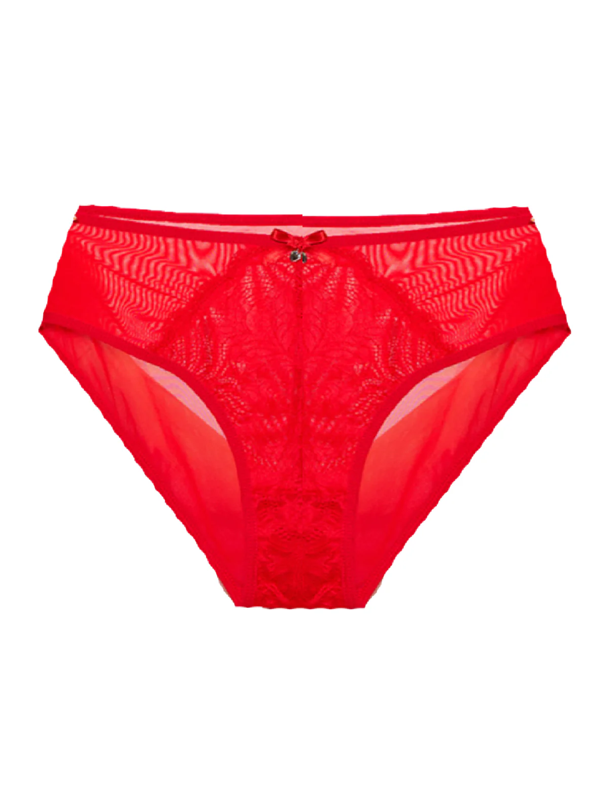 Red Lace Full-Coverage Cotton Mesh Brief