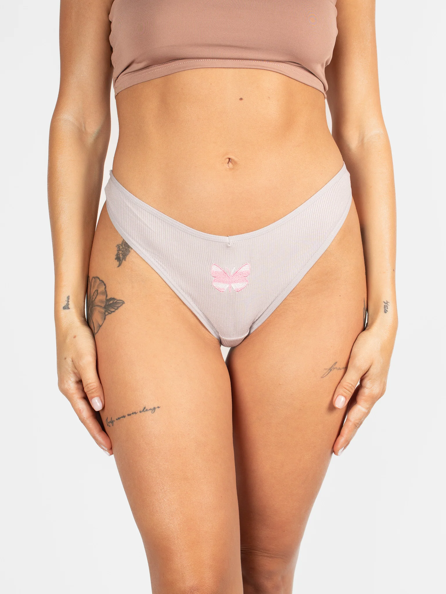 AiraModal™ Ribbed Butterfly Embroidered Thong - Image 2