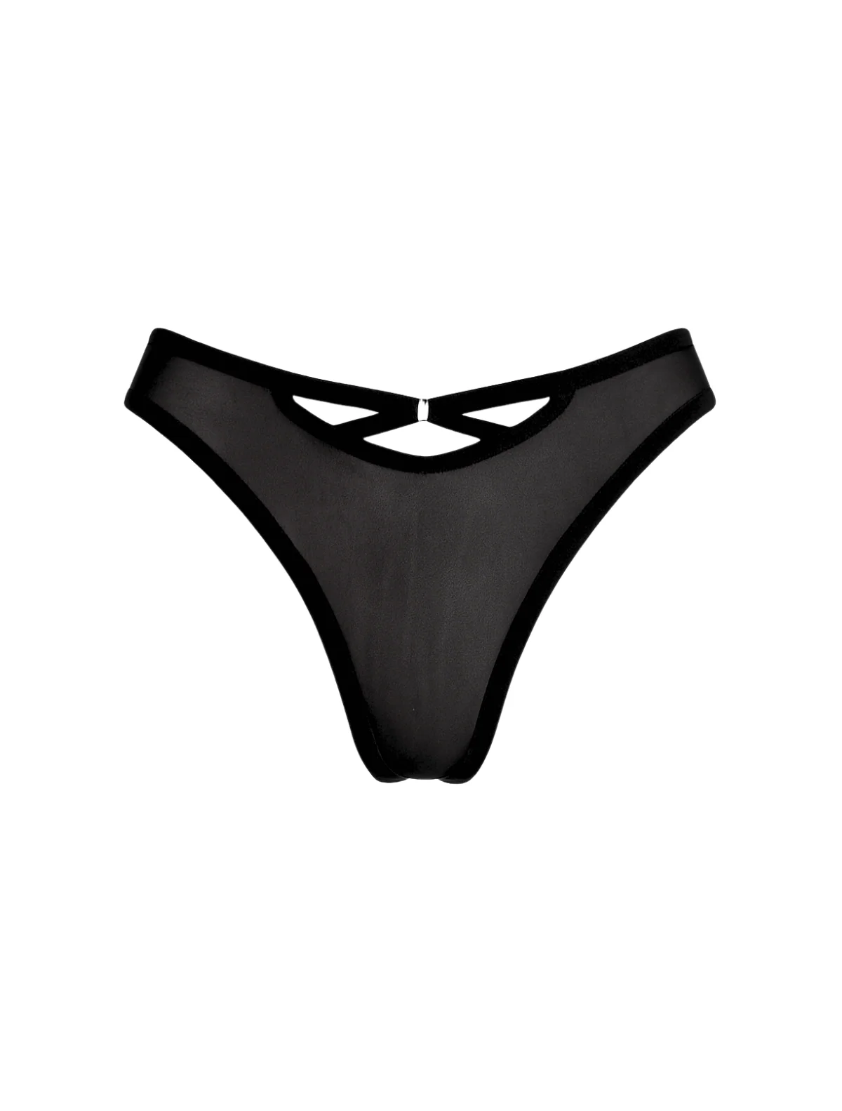 Black Mesh Cutout Thong