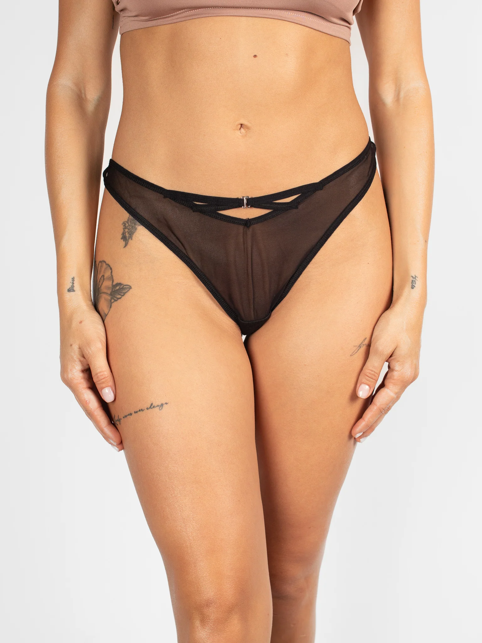 Black Mesh Cutout Thong - Image 2