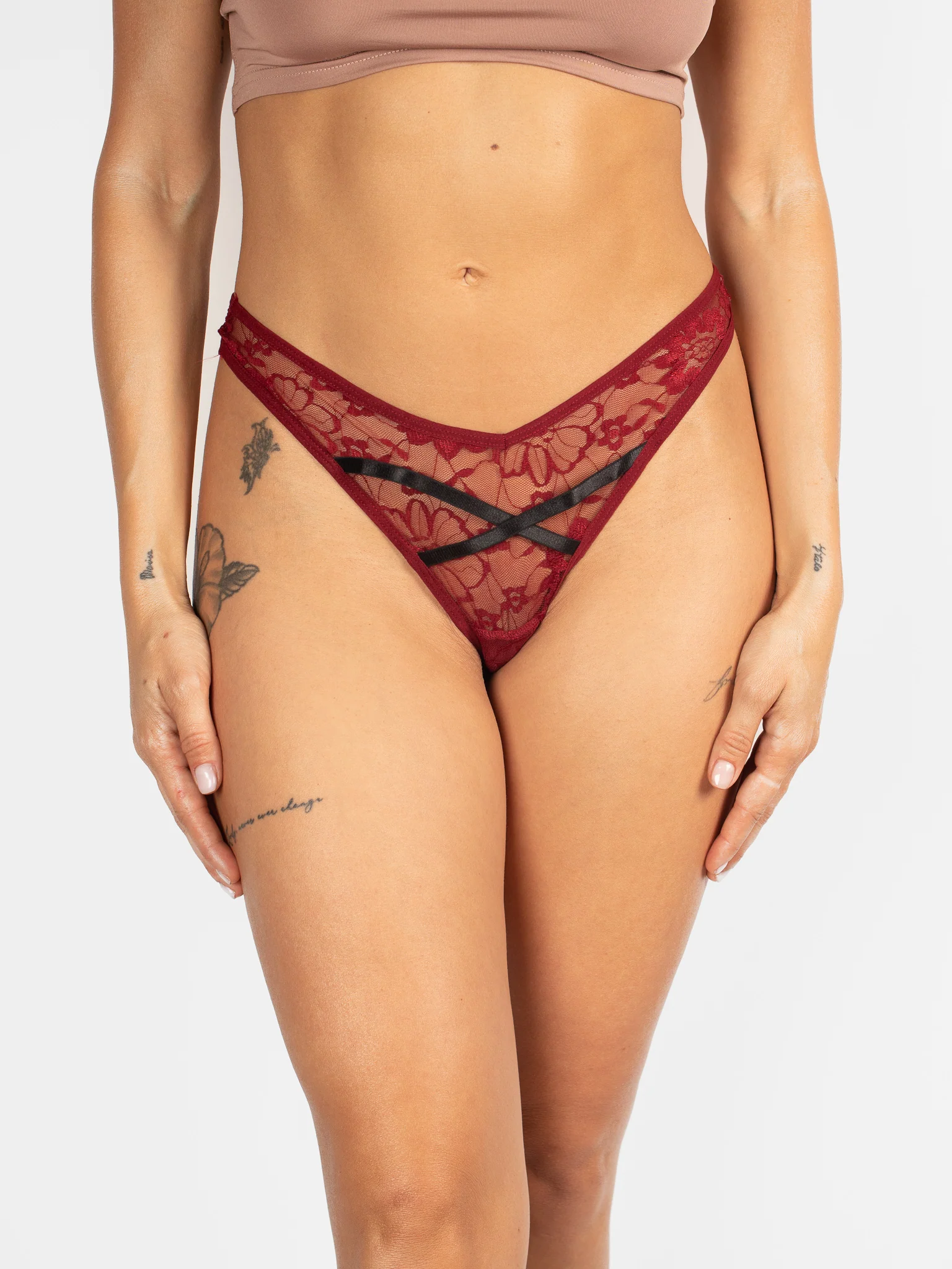 Sexy Merlot Lace Thong - Image 2