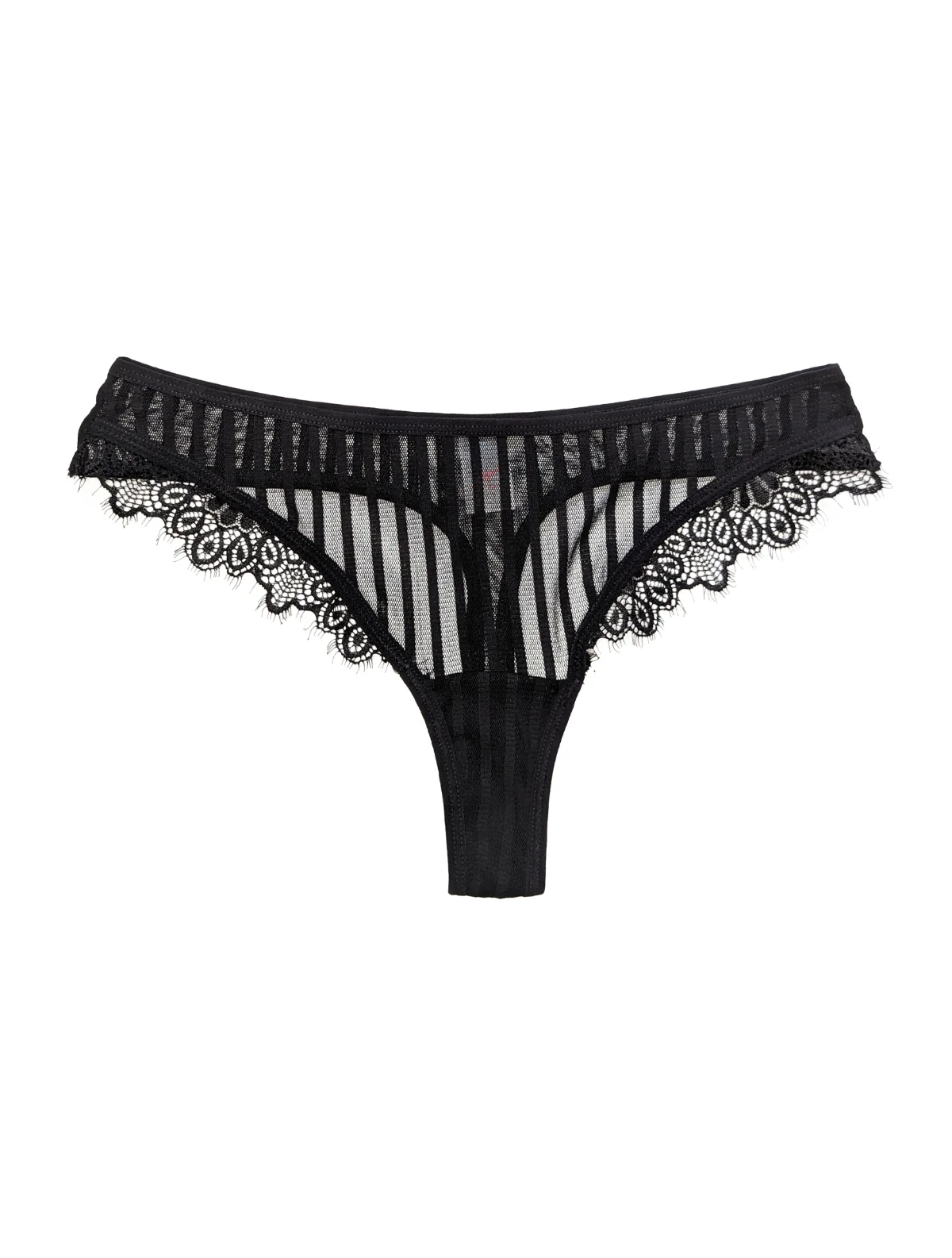 Stripe & Lace Charmer Thong