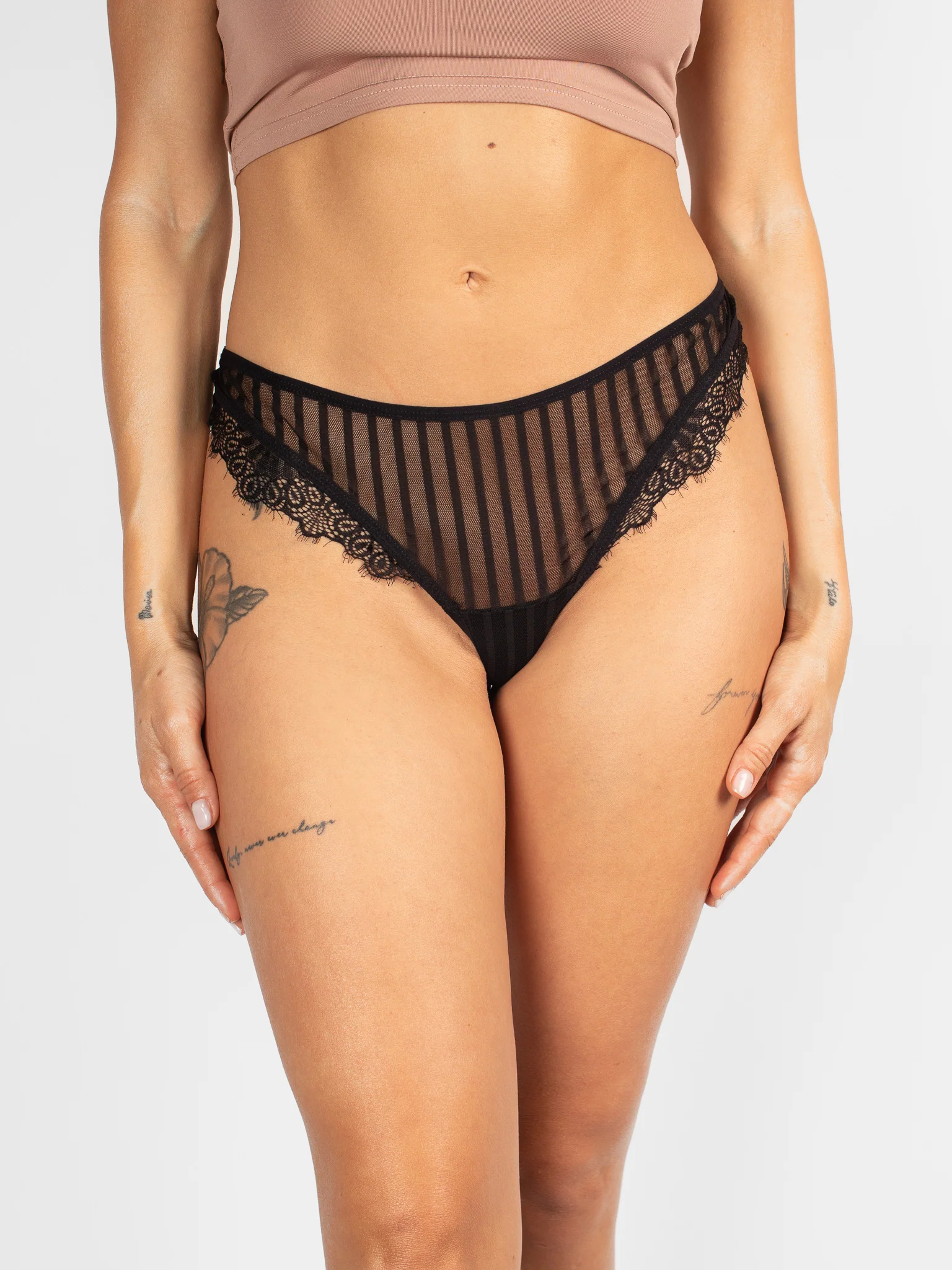 Stripe & Lace Charmer Thong - Image 2