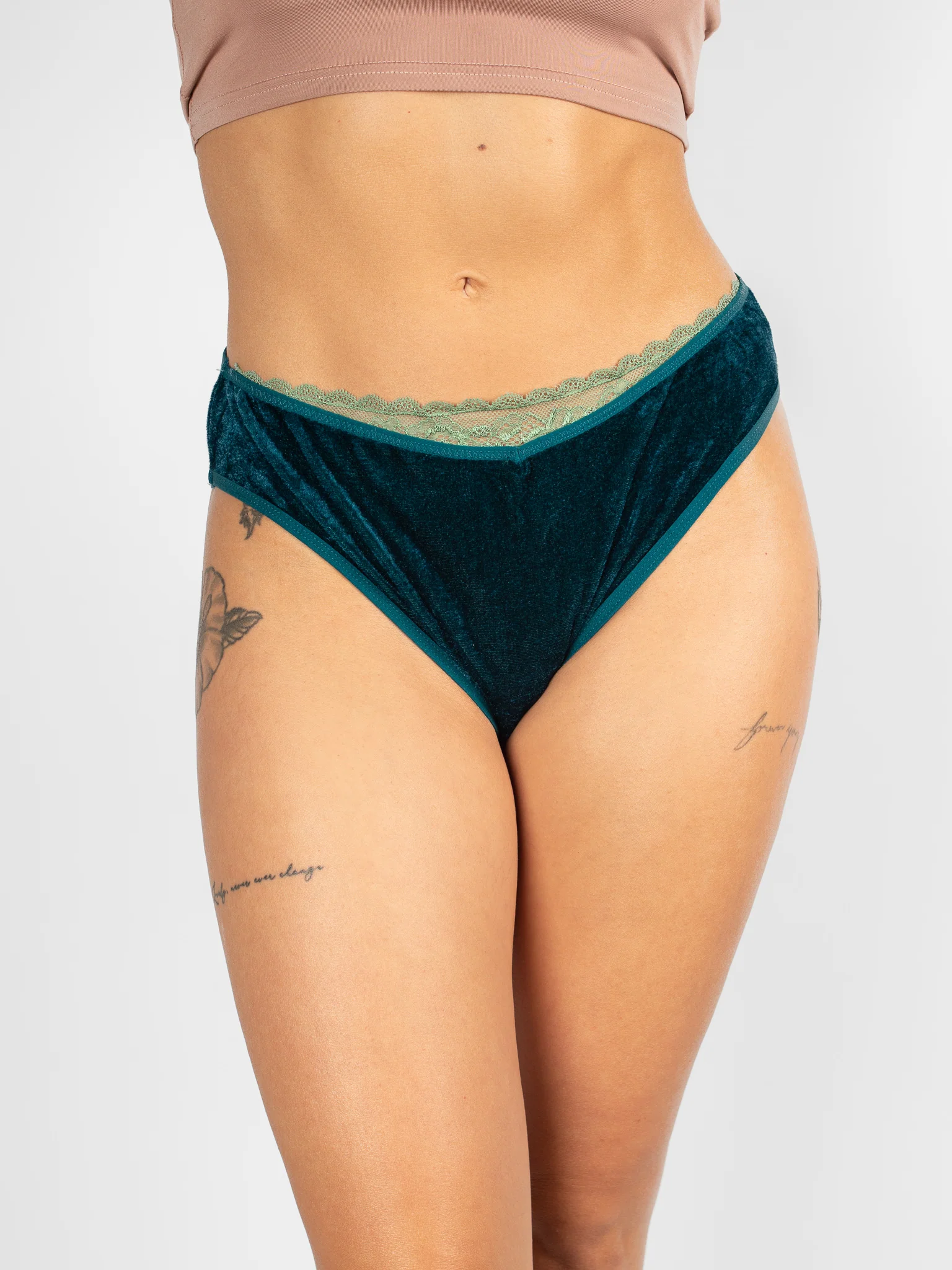 Velvet Lace-Trim Brief - Image 2